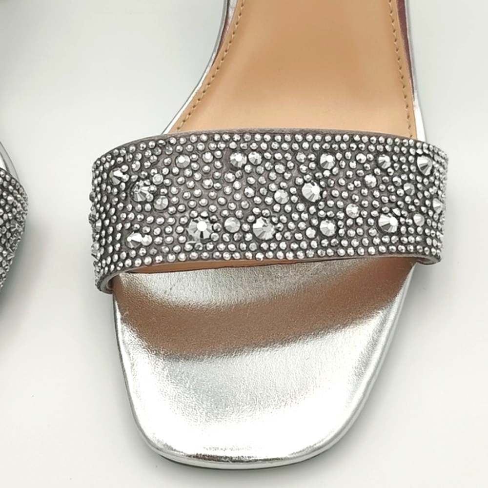 Betsey Johnson Silver Rhinestone Rina Heels 8.5 New - Picture 5 of 15